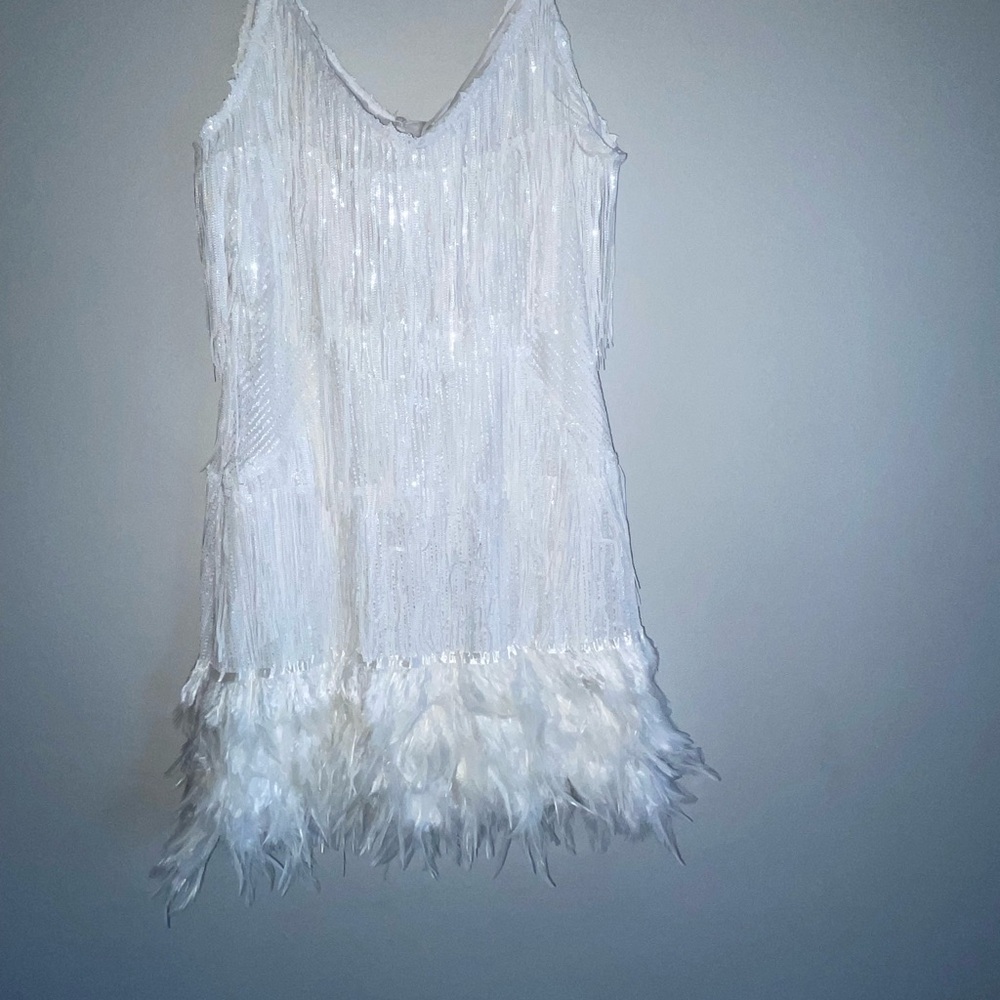 Sequence feathered dress